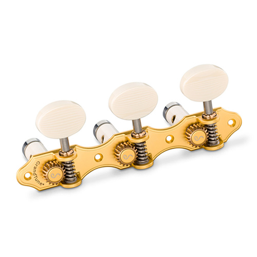 Schaller GrandTune Classic Hauser Satin Gold Deluxe White Rollers Machine Heads for Classical Guitar