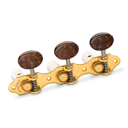 Schaller GrandTune Classic Hauser Satin Gold Machine Heads with Snakewood Tuning Buttons and String Rollers
