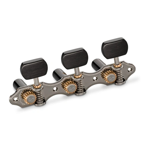 Schaller GrandTune Classic Hauser Ruthenium/Ebony Machine Heads with Black Rollers