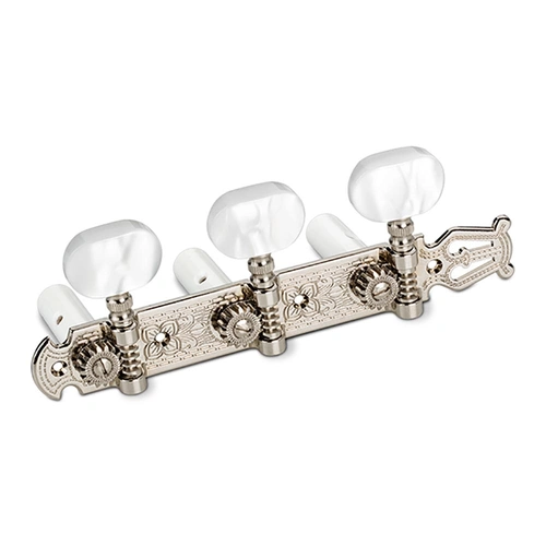 Schaller 3/3 Classic Machine Heads - Nickel Finish LNi1-10340152 for Classical Guitar, Gear Ratio 1:16, Precision-Crafted Components