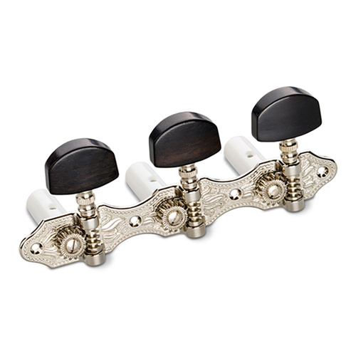Schaller Classical Guitar Tuners HNi1 Nickel with Ebony Buttons and White Rollers
