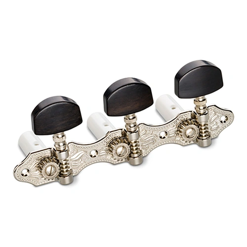 Schaller Classical Guitar Machine Heads HNi1 Nickel with Ebony Buttons and White Rollers
