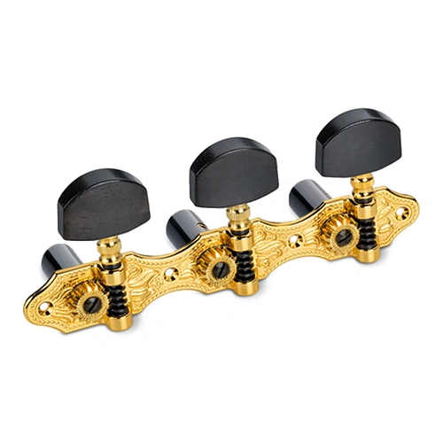 Schaller Classical Hauser Gold HG1 Tuners with Ebony Buttons and Black Rollers