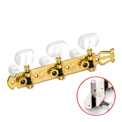 Schaller Mach 3/3 Steel/Lyre Plate Slotted Gold 8011011500 Guitar Machine Heads