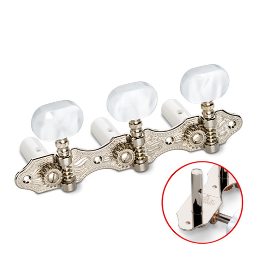 Schaller Mach 3/3 Steel/Hauser Plate Slotted Nickel 801033016 Acoustic Guitar Machine Heads
