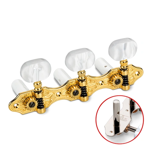 Schaller Mach 3/3 Steel/Hauser Plate Slotted Gold 8010330563 Machine Heads for Steel String Guitars