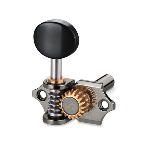 Schaller GrandTune 3/3 Slotted Tuning Machines Ruthenium/Ebony 18:1 Gear Ratio