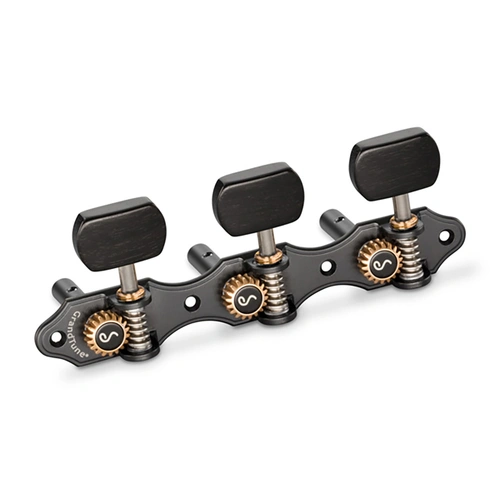 Schaller GrandTune Hauser 3/3 Slotted Tuning Heads Satin Black with Ebony Buttons