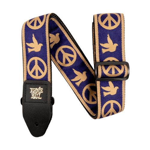 Ernie Ball Navy Blue and Beige Peace Live Dove Jacquard Strap