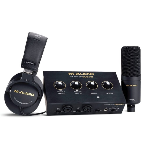 M-Audio M-Track Duo HD Producer Pack - 2-in/2-out USB-C Audio Interface with Headphones and M100 Studio Mic