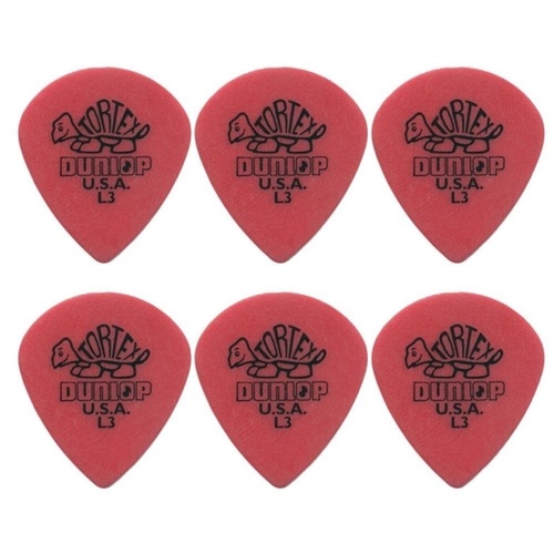 6 x Jim Dunlop Tortex Jazz Light Sharp Guitar Picks Jazz III 472RL3