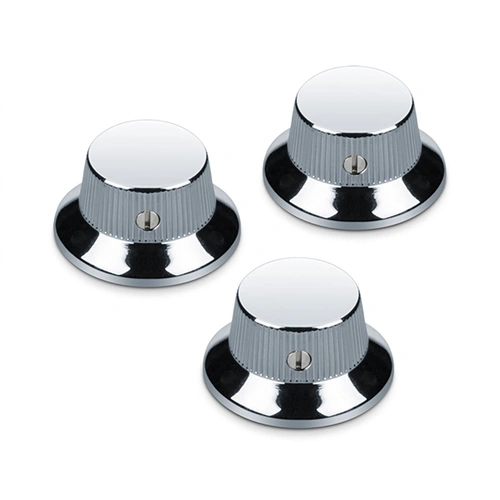 Schaller Guitar Speed Knobs Set of 3 Chrome Brass with Screw Fastener - 15010200