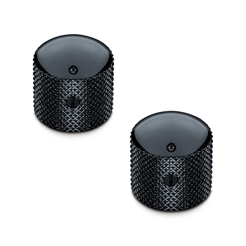 Schaller Guitar Dome Knurled Knobs Set of 2 Black 1176-15020400