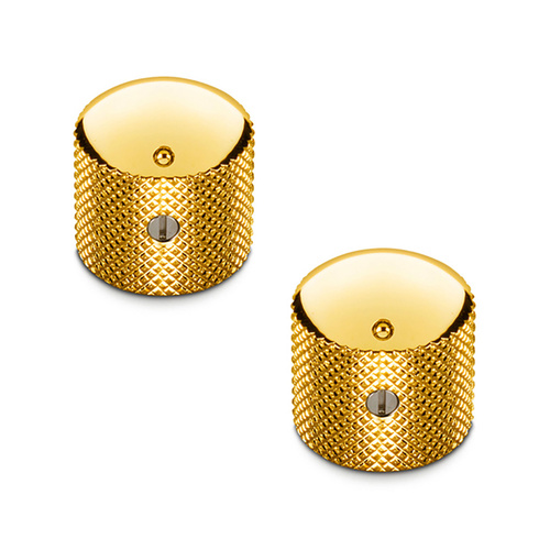 Schaller Gold Dome Knurled Guitar Knobs Set of 2 178-15020500