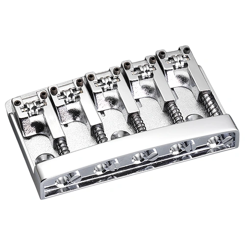 Schaller 3D-5 Bass Bridge (5-String) Chrome 12140200 with Roller Saddles and Adjustable Height, Intonation, and Spacing