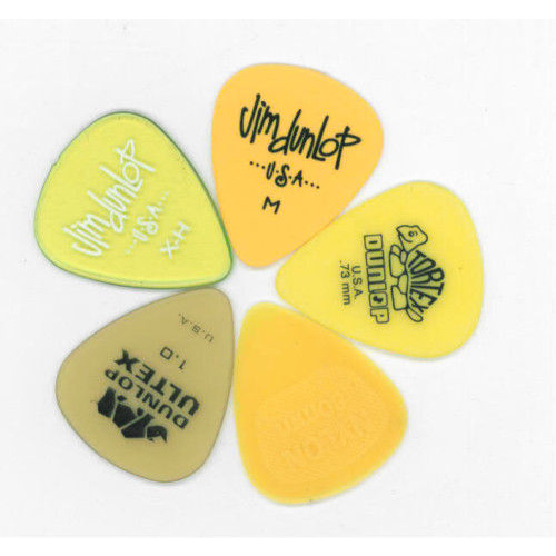 10 x Jim Dunlop MIXED YELLOW Guitar Picks / Plectrums Tortex Ultex