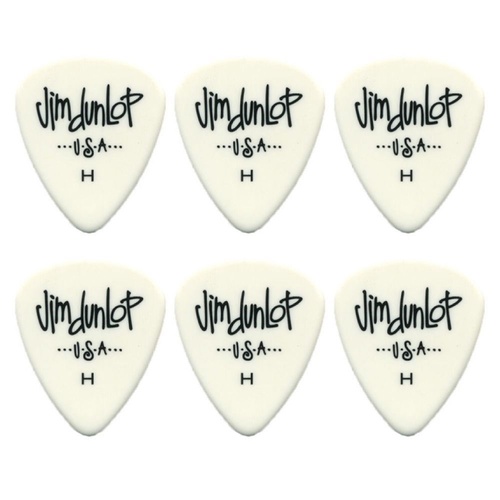 6 x Jim Dunlop Poly Heavy Guitar Picks White 479RHV