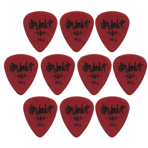 10 x Jim Dunlop Poly Medium Light Gauge Guitar Picks 479RML Plectrums Red