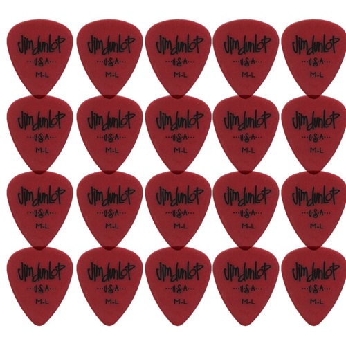 24 x Jim Dunlop Poly Medium Light Gauge Guitar Picks 479RML Plectrums Red