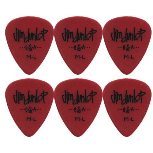 6 x Jim Dunlop Poly Medium Light Guitar Picks Red 479RML