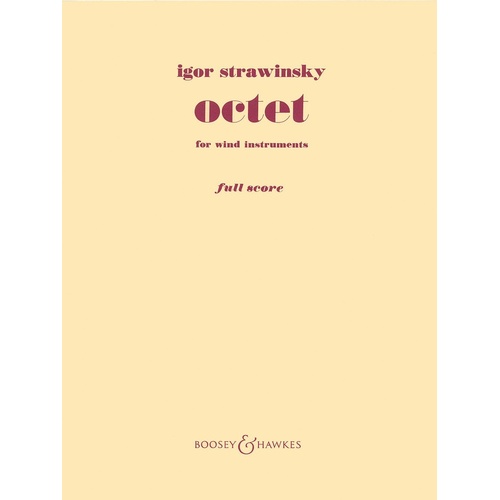 Stravinsky - Octet For Winds Full Score Rev 1952