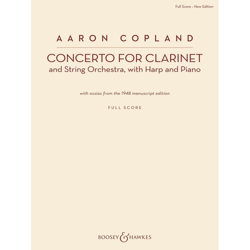 Copland - Concerto For Clarinet Full Score (Softcover Book)