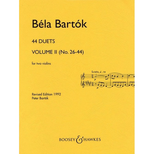 Bartok 44 Violin Duets Vol 2 - Boosey & Hawkes, 32 Pages, Violin Duet