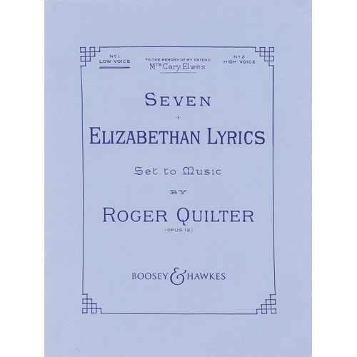 7 Elizabethan Lyrics Op 12 High Voice