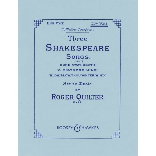 3 Shakespeare Songs Op 6 High Voice