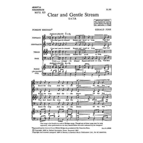 Clear And Gentle Stream SATB A Cappella (Octavo)