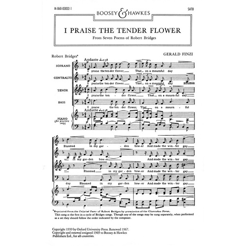 I Praise The Tender Flower SATB A Cappella (Octavo)