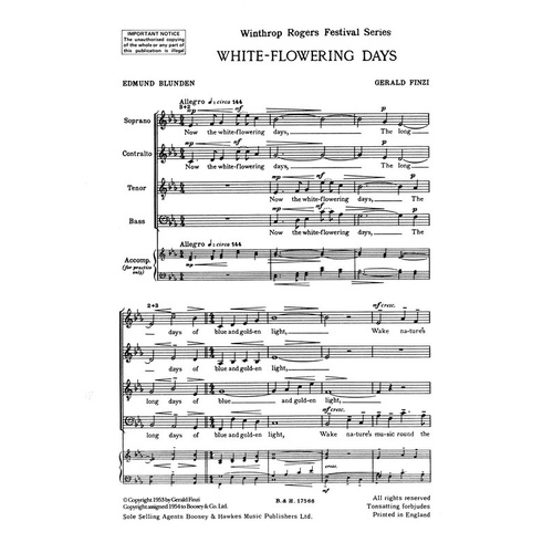 White Flowering Days SATB A Cappella (Octavo)