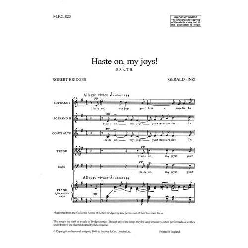 Haste On My Joys SATB A Cappella (Octavo)