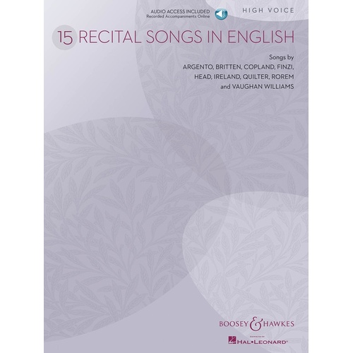 15 Recital Songs In English High Voice Book/CD