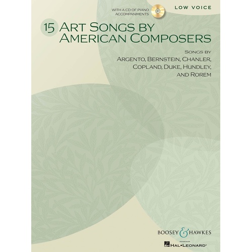 Art Songs By American Composers 15 Low Book/CD (Softcover Book/CD)