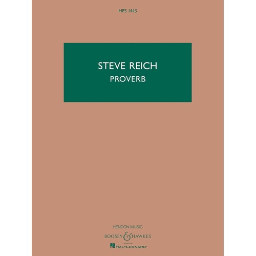 Reich - Proverb Full Score (Softcover Book)
