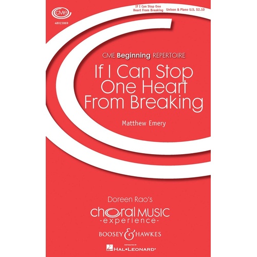 If I Can Stop One Heart From Breaking Unison (Octavo)