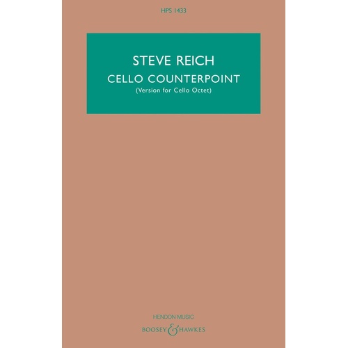 Reich - Cello Counterpoint Study Score (Softcover Book)