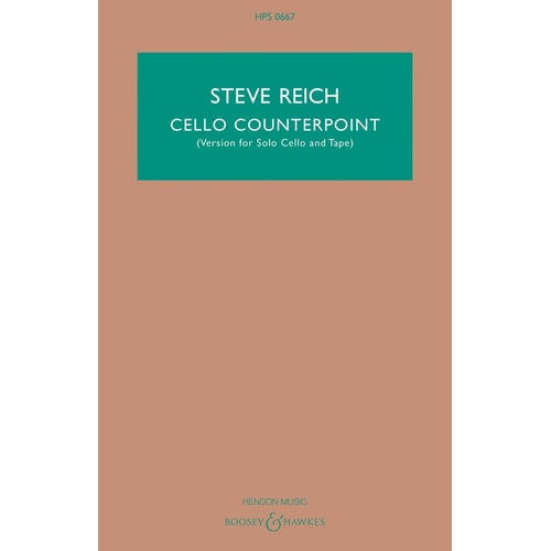 Reich - Cello Counterpoint Study Score (Softcover Book)