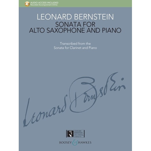 Bernstein - Sonata for Alto Saxophone and Piano, Boosey & Hawkes, 28 Pages, Includes Online Piano Accompaniments