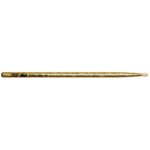 Vater Color Wrap 5A Gold Sparkle Drumsticks with Wood Tip