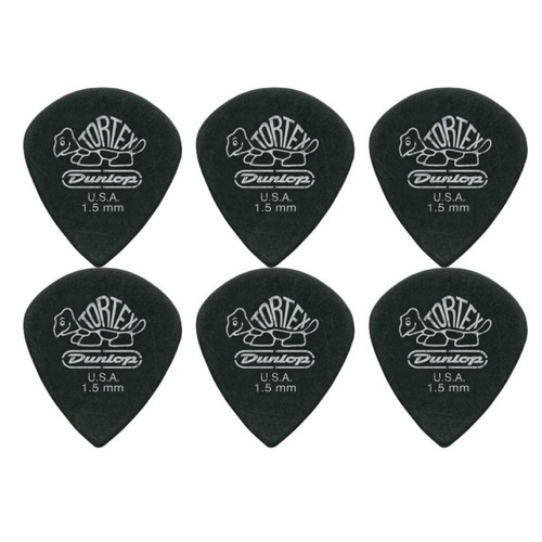6 x Jim Dunlop Tortex Jazz 3 Pitch Black 1.50mm Guitar Picks III Free Post