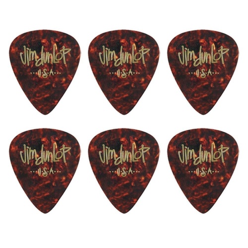 6 x Jim Dunlop Genuine Celluloid Shell Classics Medium Gauge Guitar Picks *NEW*