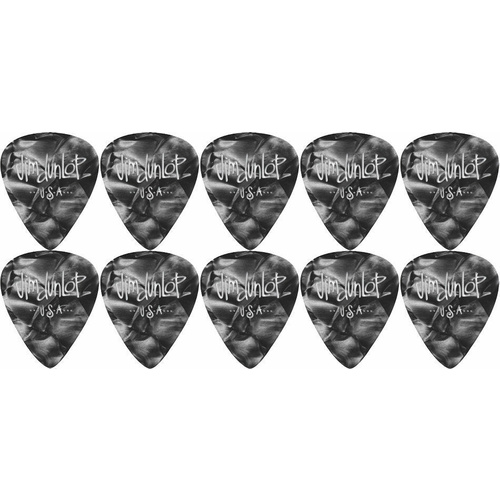 10 x Jim Dunlop Genuine Celluloid Black Pearloid Heavy Gauge Guitar Picks *NEW*