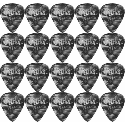 20 x Jim Dunlop Genuine Celluloid Black Pearloid Heavy Gauge Guitar Picks *NEW*