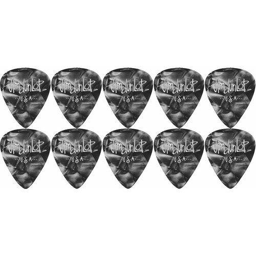 10 x Jim Dunlop Genuine Celluloid Black Pearloid Medium Gauge Guitar Picks *NEW*
