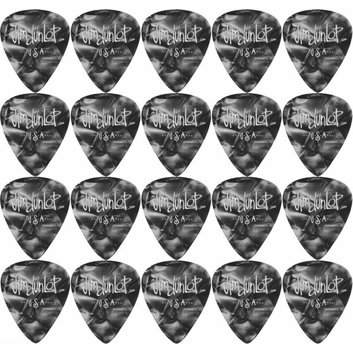 20 x Jim Dunlop Genuine Celluloid Black Pearloid Medium Gauge Guitar Picks *NEW*