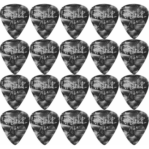 20 x Jim Dunlop Genuine Celluloid Black Pearloid Thin Gauge Guitar Picks *NEW*