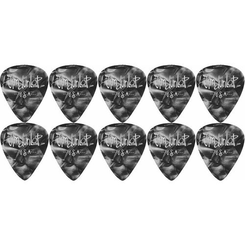10 x Jim Dunlop Celluloid Black Pearloid Extra-Heavy Gauge Guitar Picks *NEW*