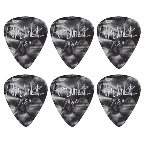 6 x Jim Dunlop Genuine Celluloid Black Pearloid X-Heavy Gauge Guitar Picks *NEW*